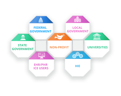Types of clients served by HLN Consulting in public health informatics, including health departments, healthcare providers, and government agencies